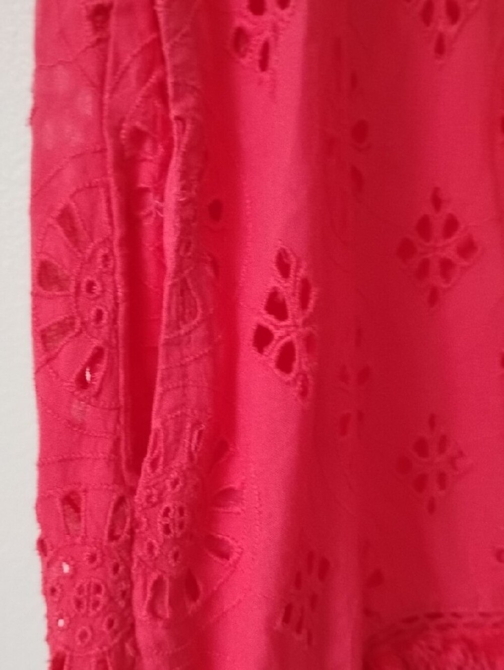 Anthropologie Red Eyelet Ruffle Shift Dress - Picture 12 of 16